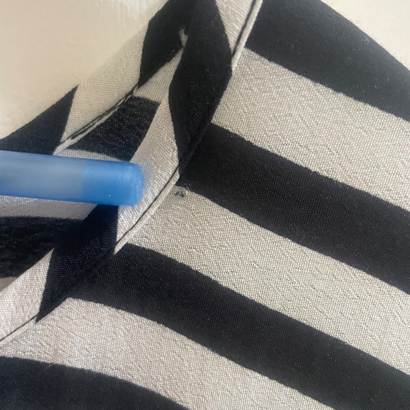 Banana Republic Black & White Stripe Sailor Short Sleeve Peplum Blouse Top Sz 10 - Picture 6 of 11